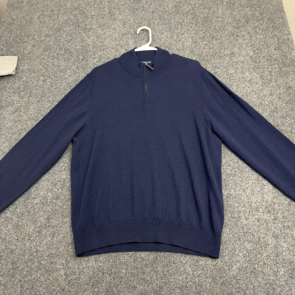 UNC Tar Heels Fairway & Greene Sweater Mens M Navy Merino Wool Quarter Zip Golf